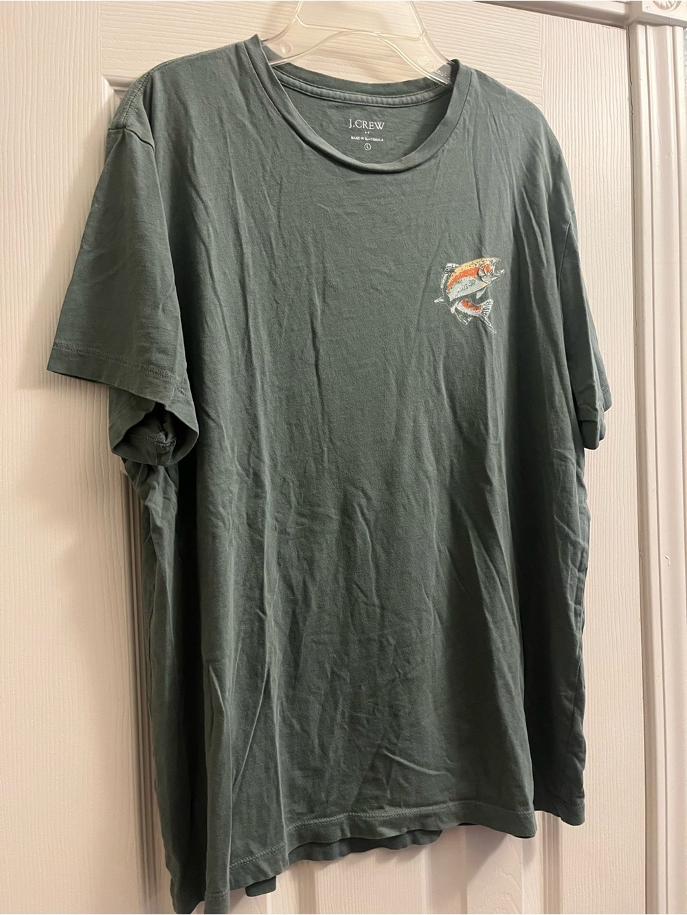 J. Crew Men's “Fishing Stream”Graphic Short-Sleeve Tee in Quarry Green